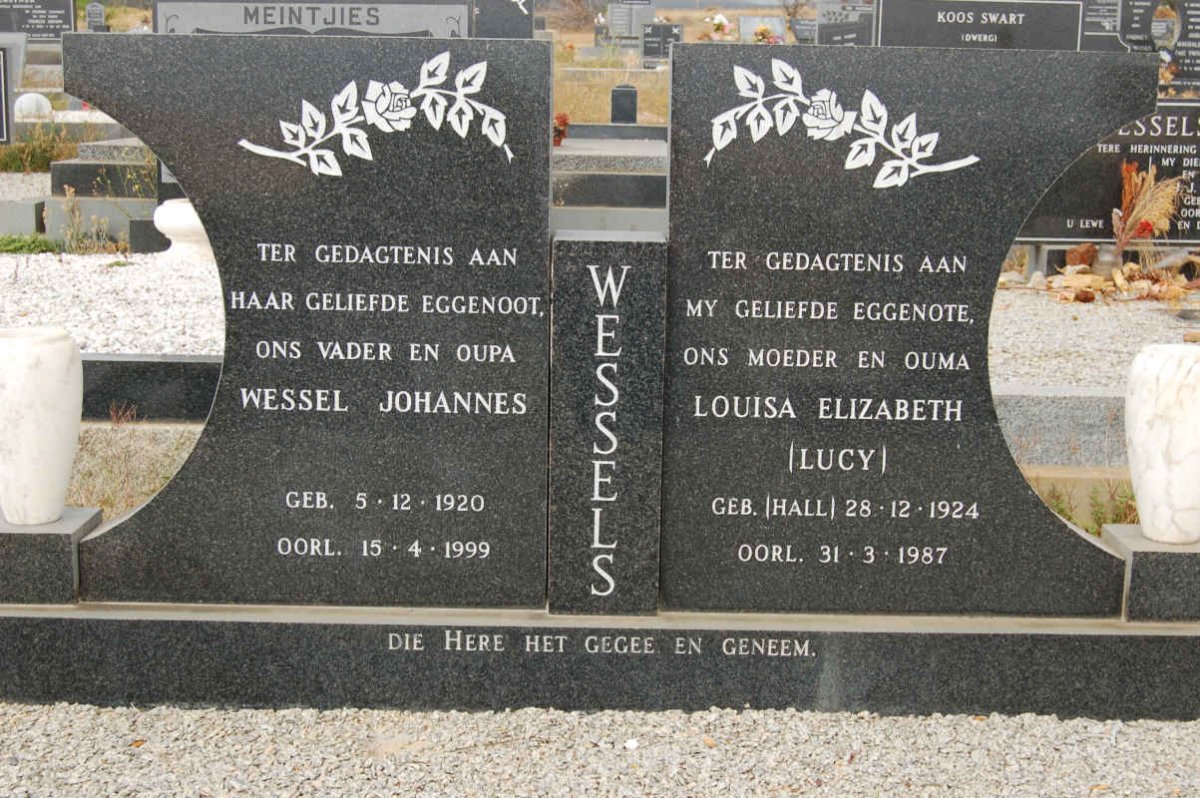WESSELS Wessel Johannes 1920-1999 &amp; Louisa Elizabeth 1924-1987