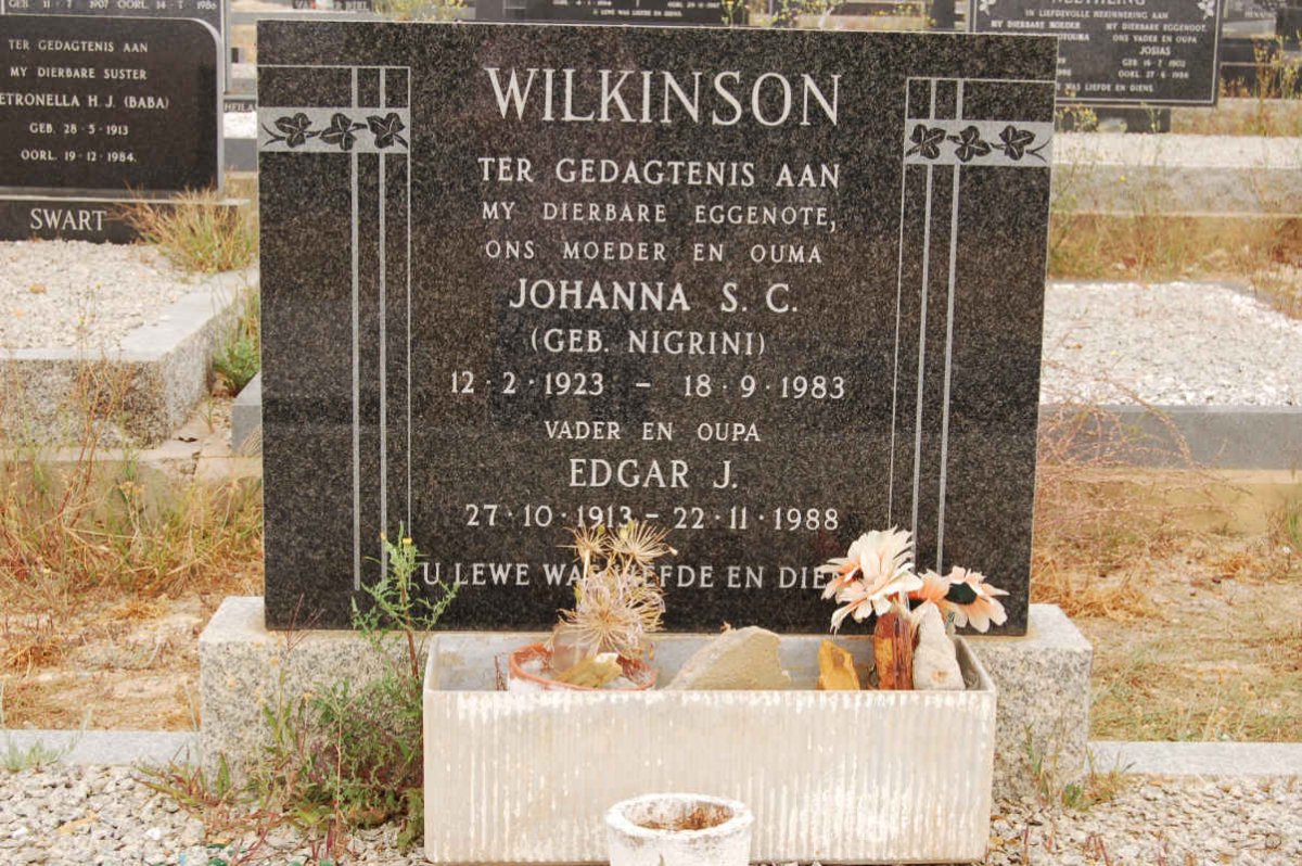 WILKINSON Edgar J. 1913-1988 &amp; Johanna S.C. NIGRINI 1923-1983