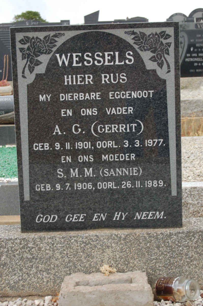 WESSELS A.G. 1901-1977 &amp; S.M.M. 1906-1989