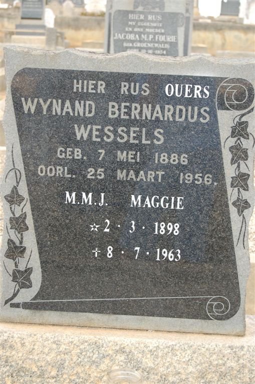 WESSELS Wynand Bernardus 1886-1956 &amp; M.M.J. 1898-1963
