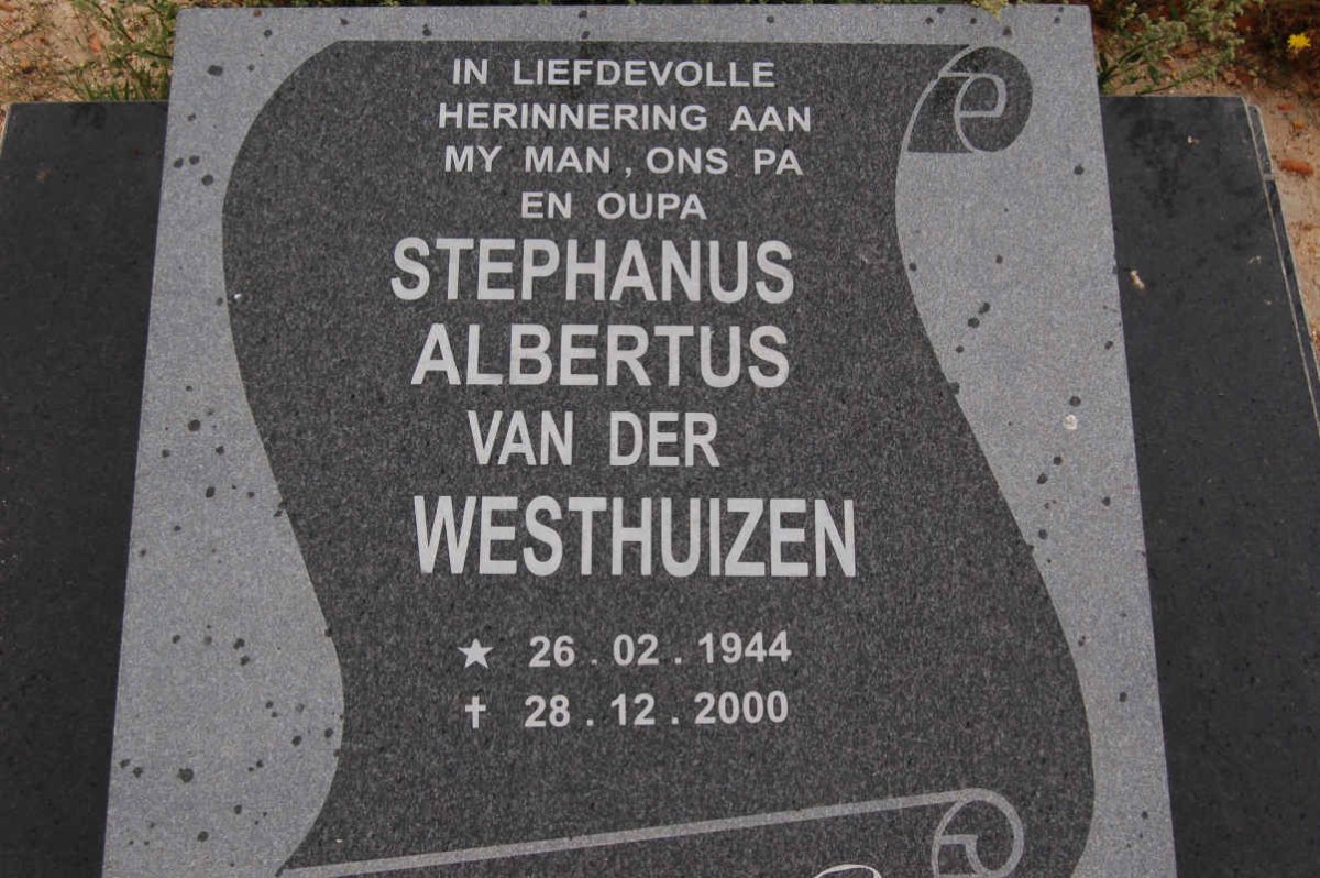 WESTHUIZEN Stephanus Albertus, van der 1944-2000
