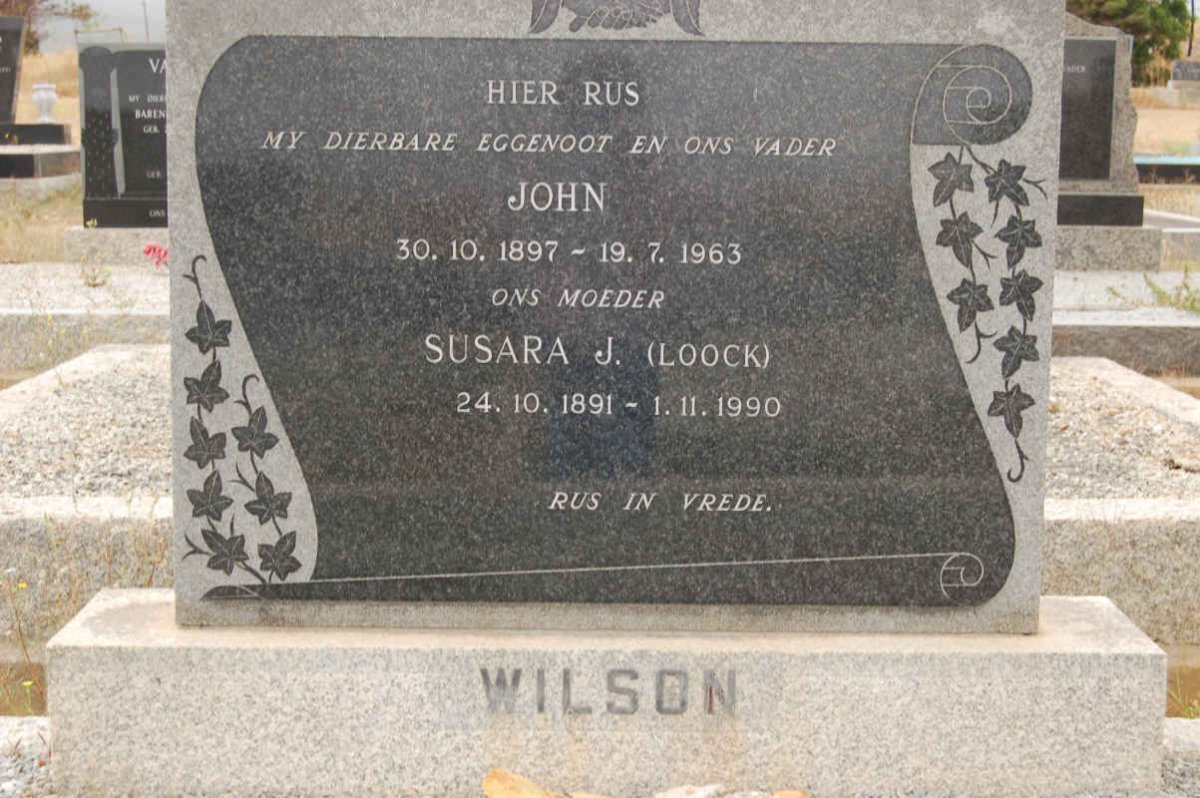 WILSON John 1897-1963 &amp; Susara J. LOOCK 1891-1990