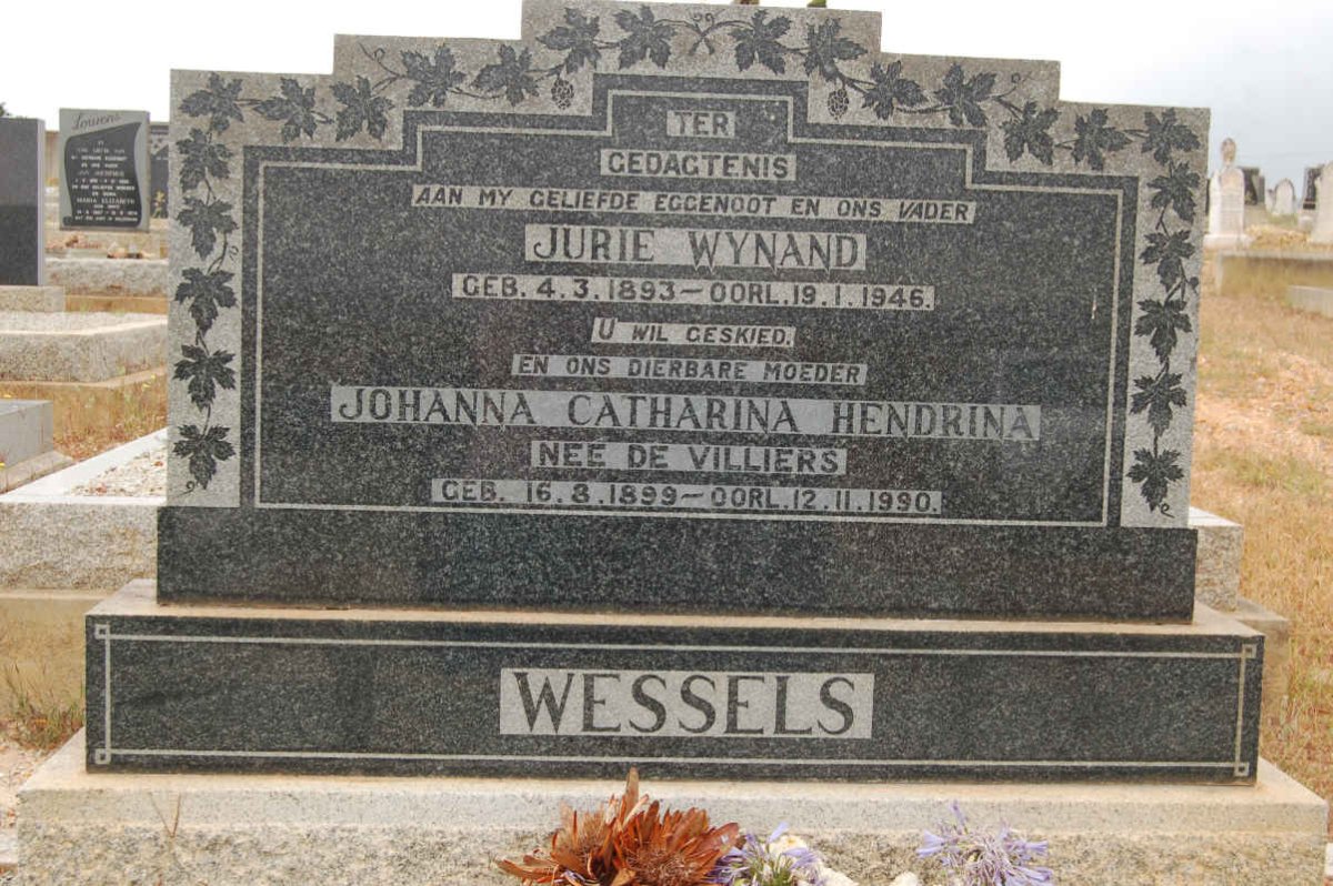 WESSELS Jurie Wynand 1893-1946 &amp; Johanna Catharina Hendrina DE VILLIERS 1899-1990