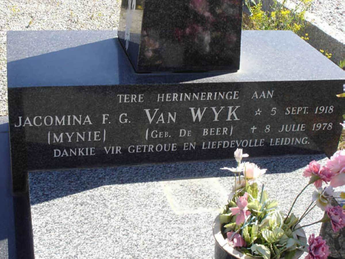 WYK Jacomina F.G., van nee DE BEER 1918-1978