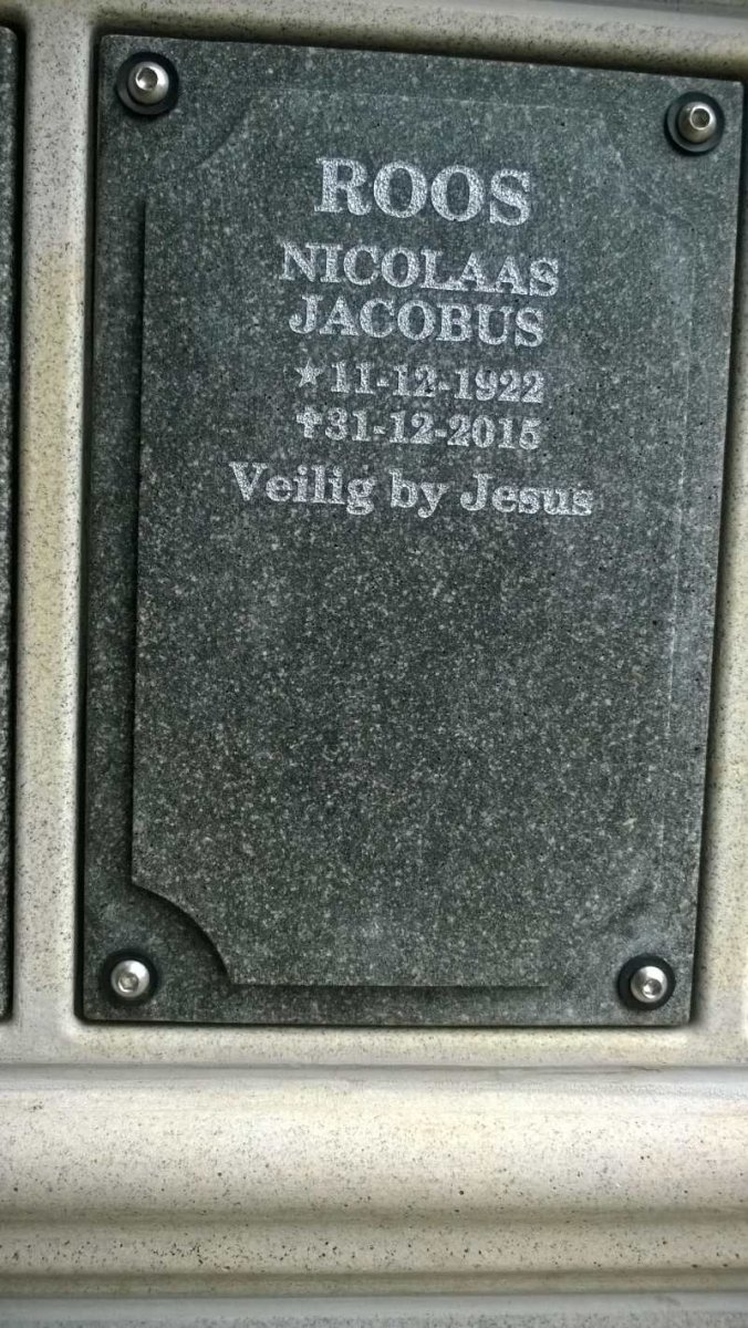ROOS Nicolaas Jacobus 1922-2015