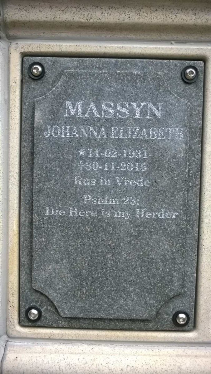 MASSYN Johanna Elizabeth 1931-2015