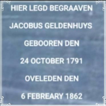 3. Copy of the grave inscription of Jacobus GELDENHUYS 1791-1862