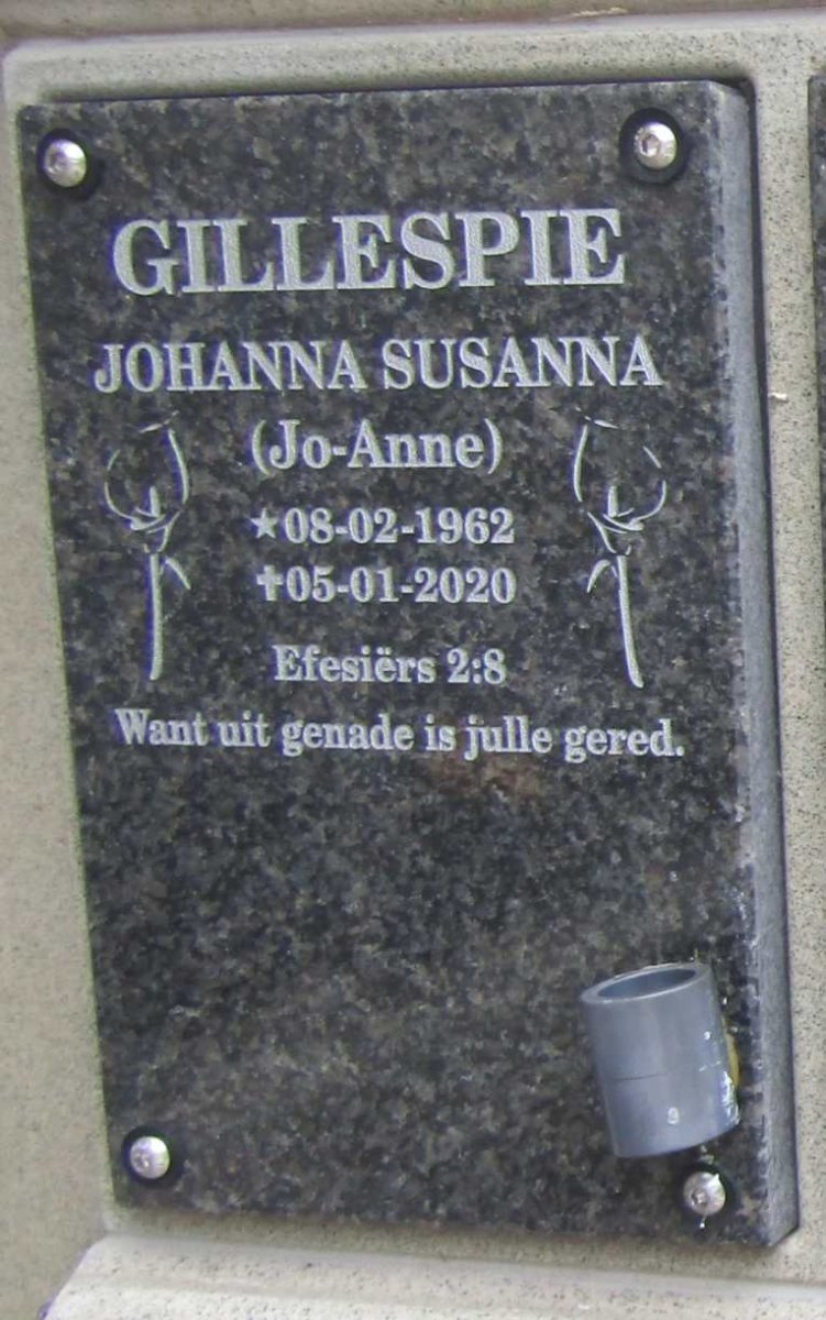 GILLESPIE Johanna Susanna 1962-2020