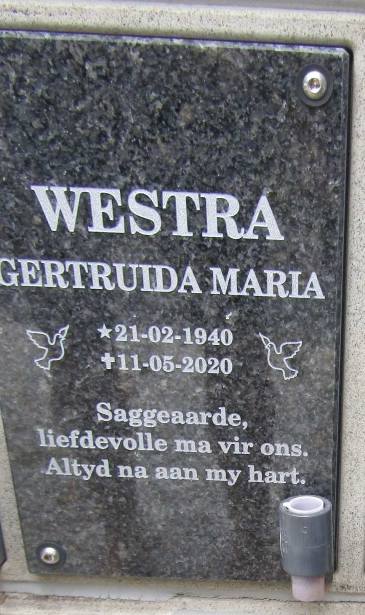 WESTRA Gertruida Maria 1940-2020