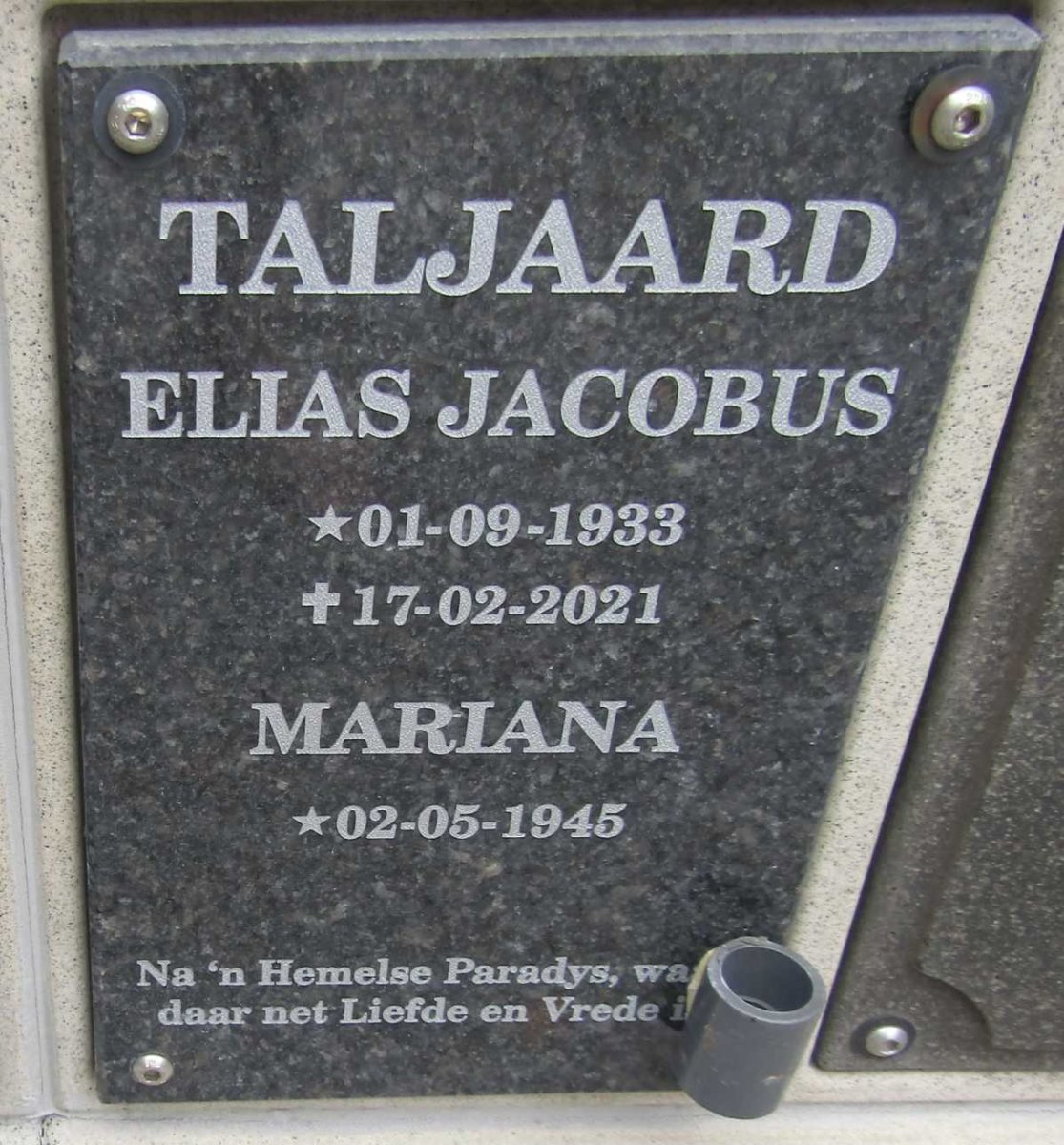 TALJAARD Elias Jacobus 1933-2021 & Mariana 1945-