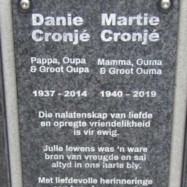 CRONJE Danie 1937-2014 & Martie 1940-2019