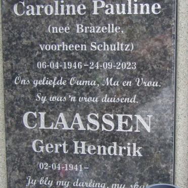 CLAASSEN Gert Hendrik 1941- & Caroline Pauline voorheen SCHULTZ nee BRAZELLE 1946-2023