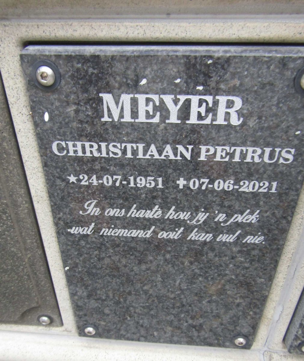 MEYER Christiaan Petrus 1951-2021