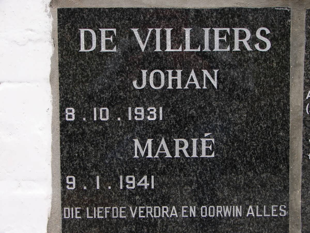 VILLIERS Johan, de 1931- &amp; Marie 1941-
