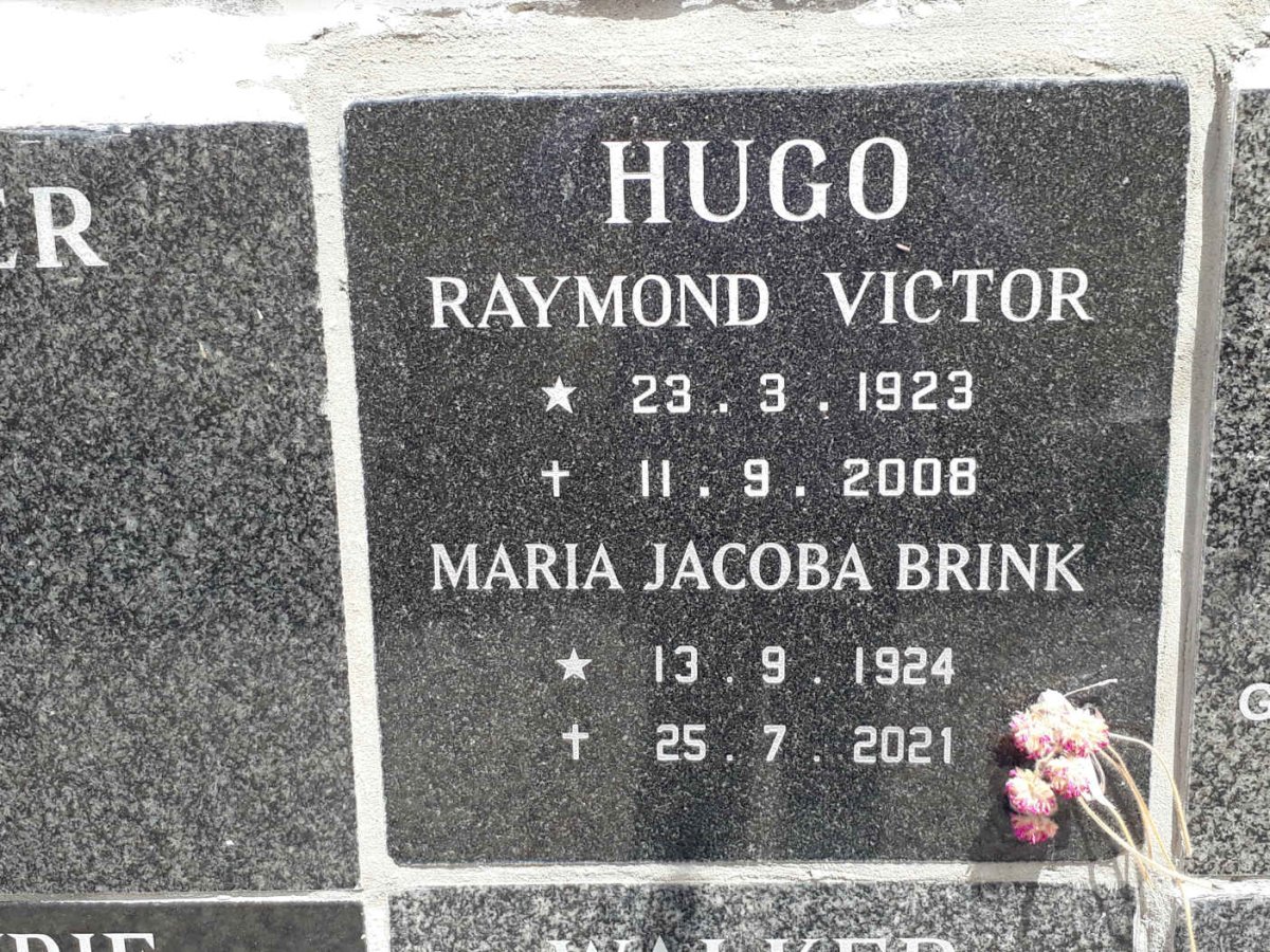 HUGO Raymond Victor 1923-2008 &amp; Maria Jacoba BRINK 1924-2021
