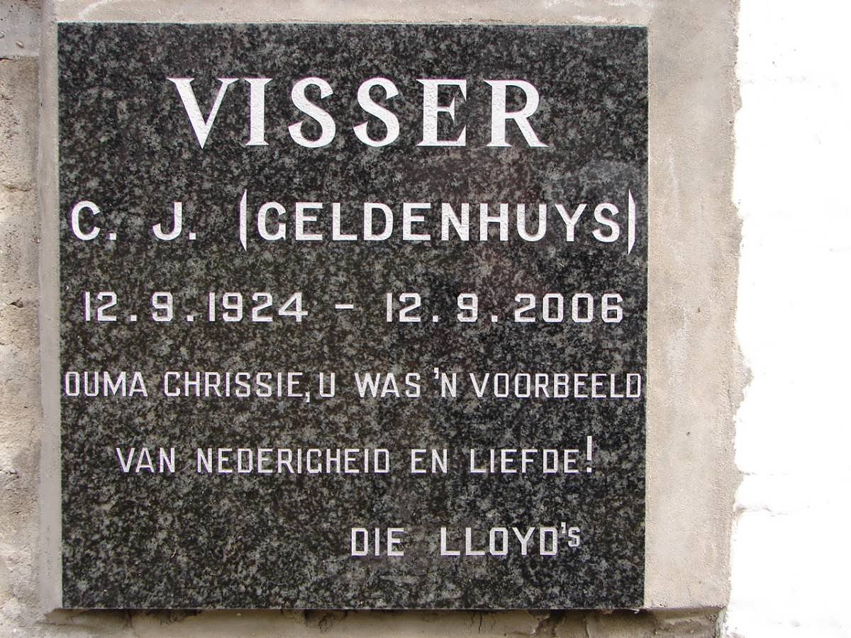 VISSER C.J. nee GELDENHUYS 1924-2006