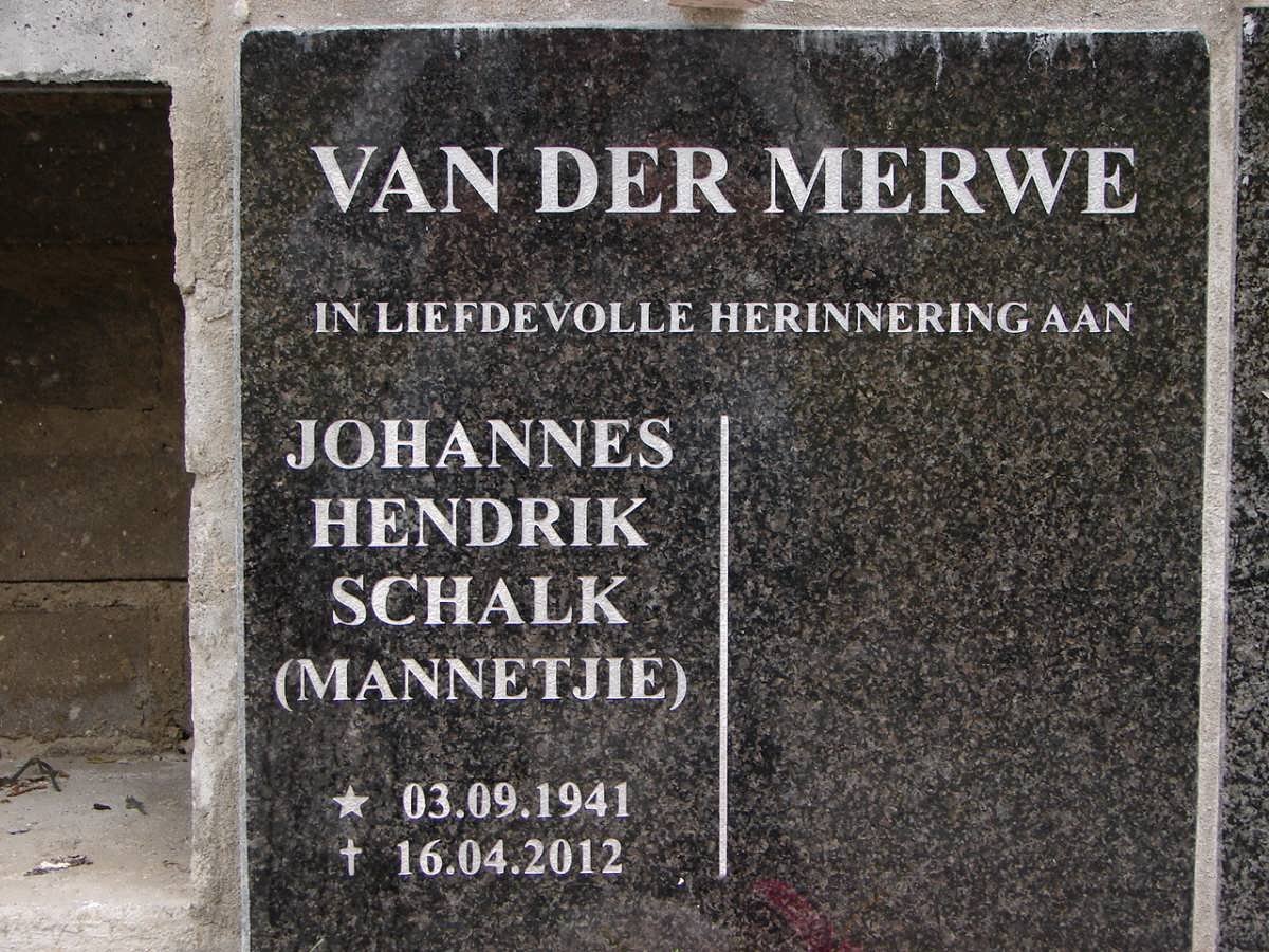 MERWE Johannes Hendrik Schalk, van der 1941-2012