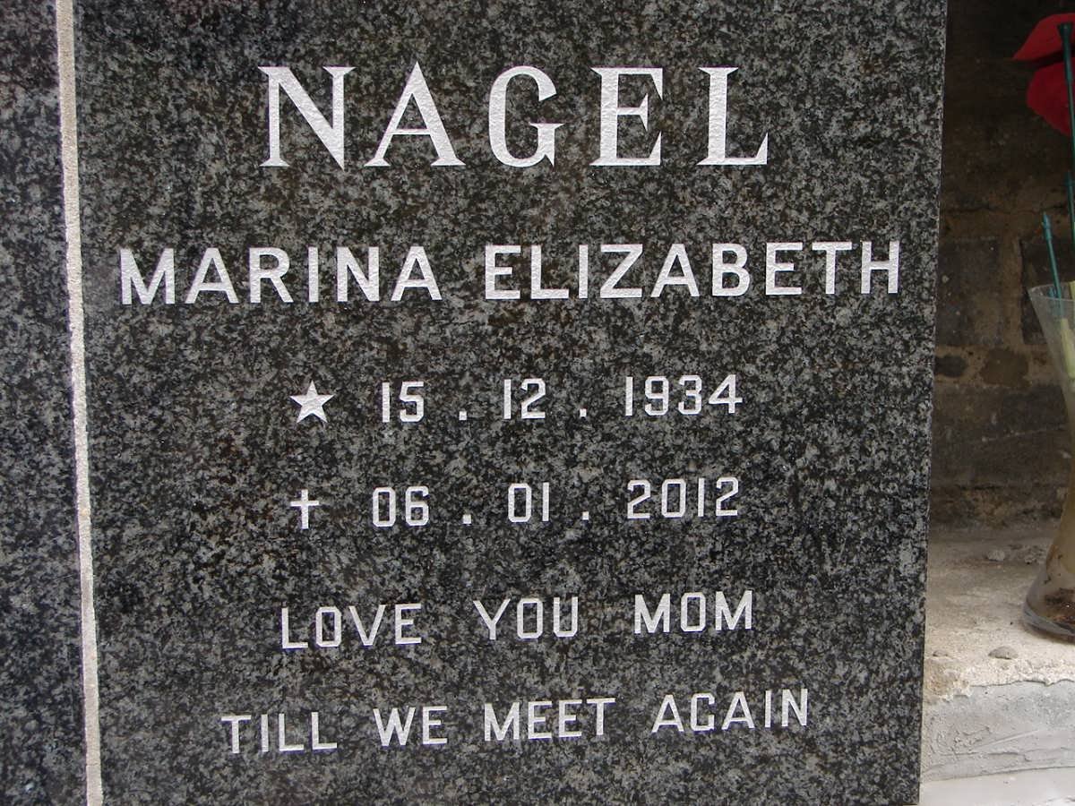 NAGEL Marina Elizabeth 1934-2012