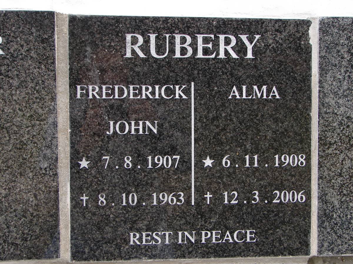RUBERY Frederick John 1907-1963 &amp; Alma 1908-2006
