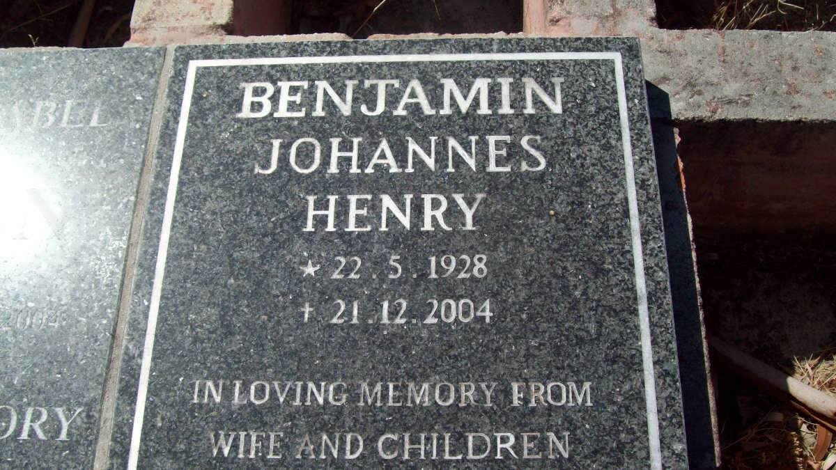 BENJAMIN Johannes Henry 1928-2004