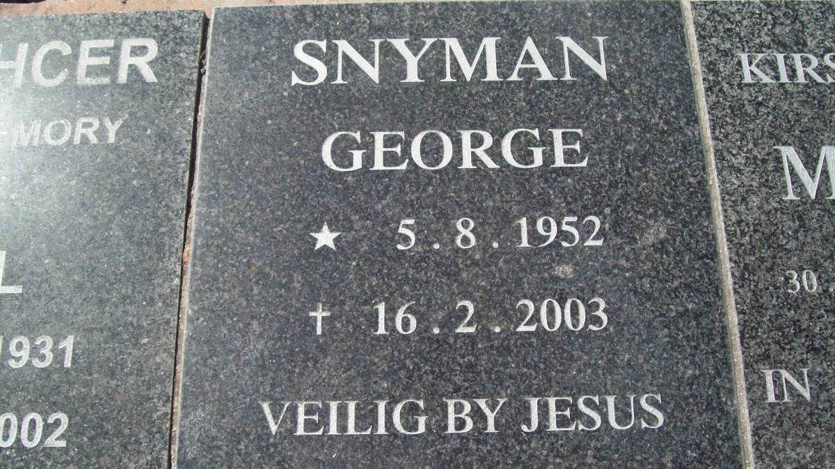 SNYMAN George 1952-2003