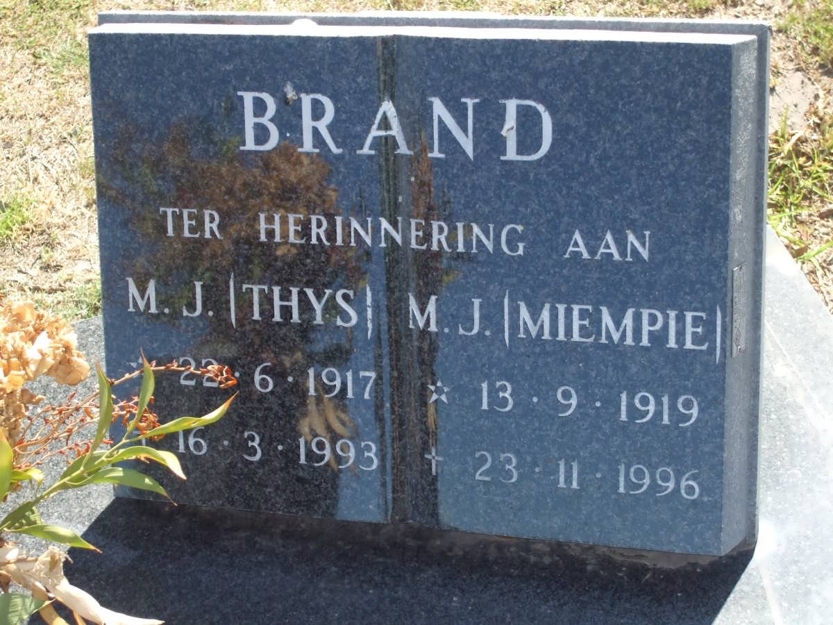 BRAND M.J. 1917-1993 &amp; M.J. 1919-1996