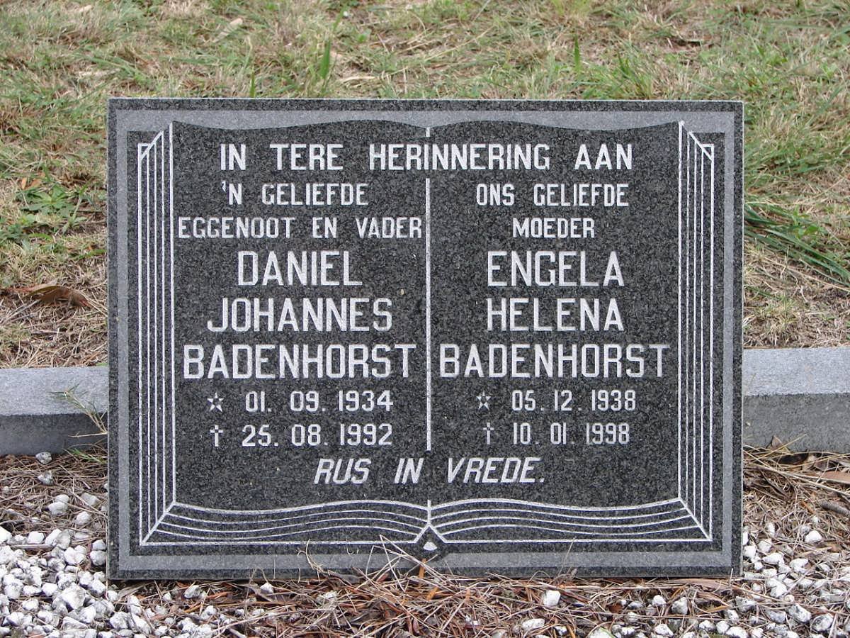 BADENHORST Daniel Johannes 1934-1992 &amp; Engela Helena 1938-1998