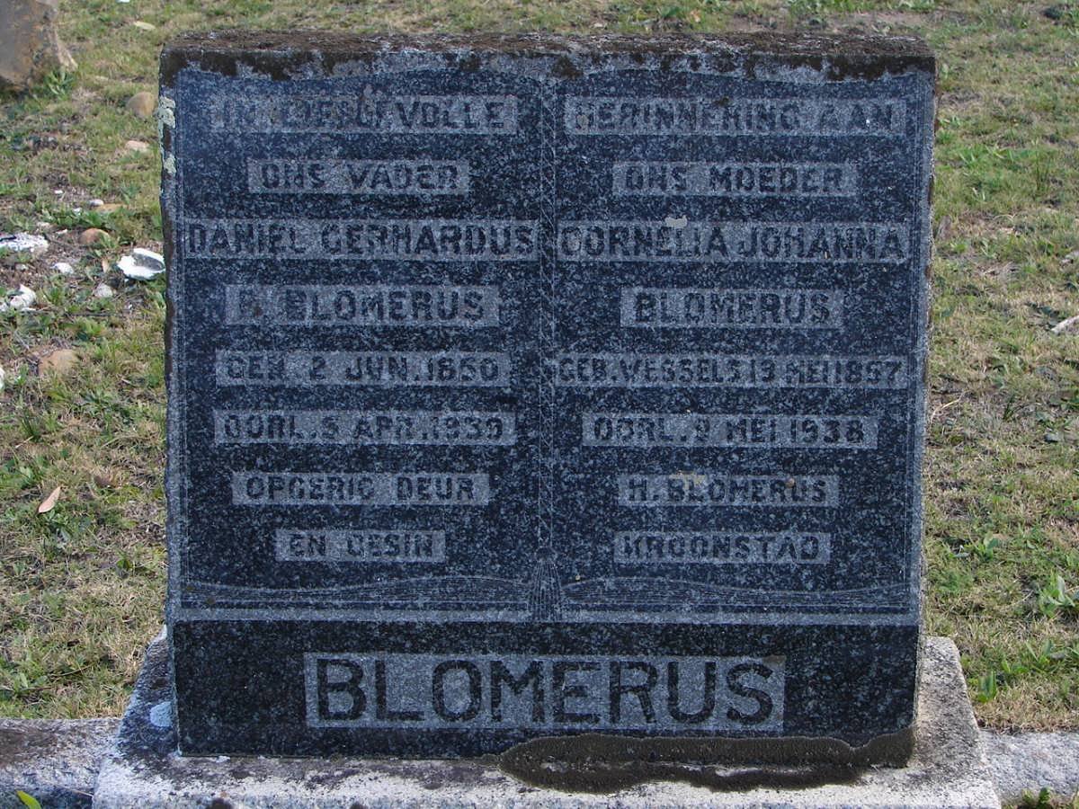 BLOMERUS Daniel Gerhardus ?. 1850-1939 &amp; Cornelia Johanna WESSELS 1857-1938
