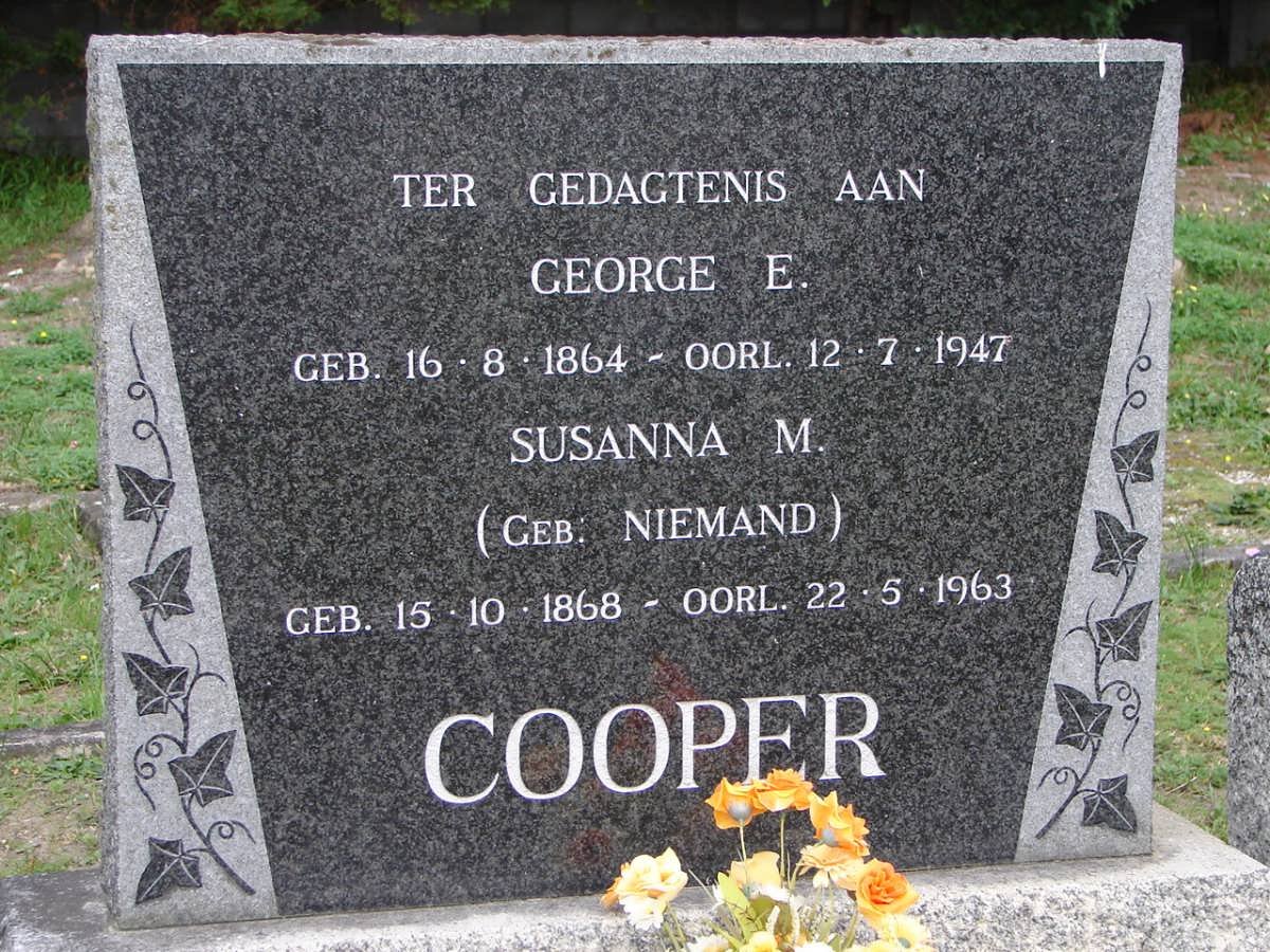 COOPER George E. 1864-1947 &amp; Susanna M. NIEMAND 1868-1963