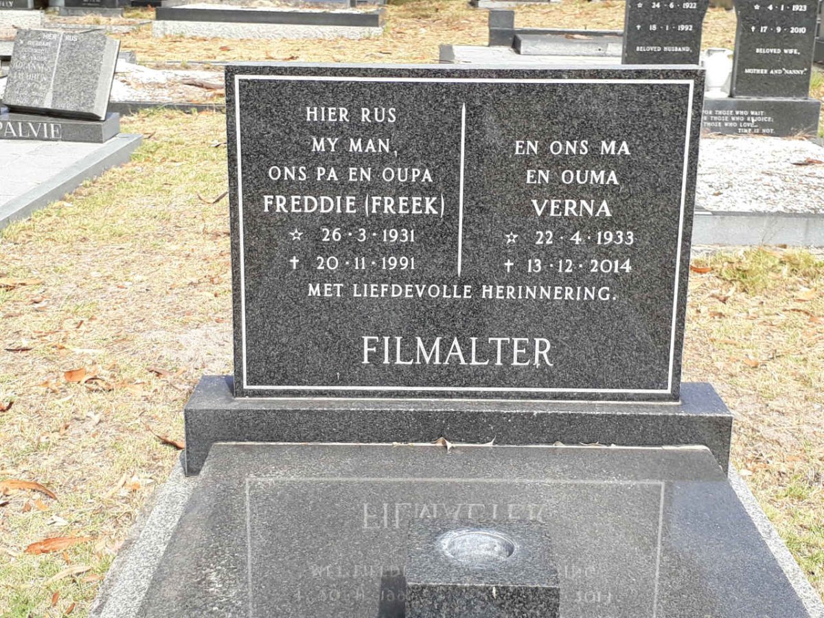 FILMALTER Freddie 1931-1991 &amp; Verna 1933-2014