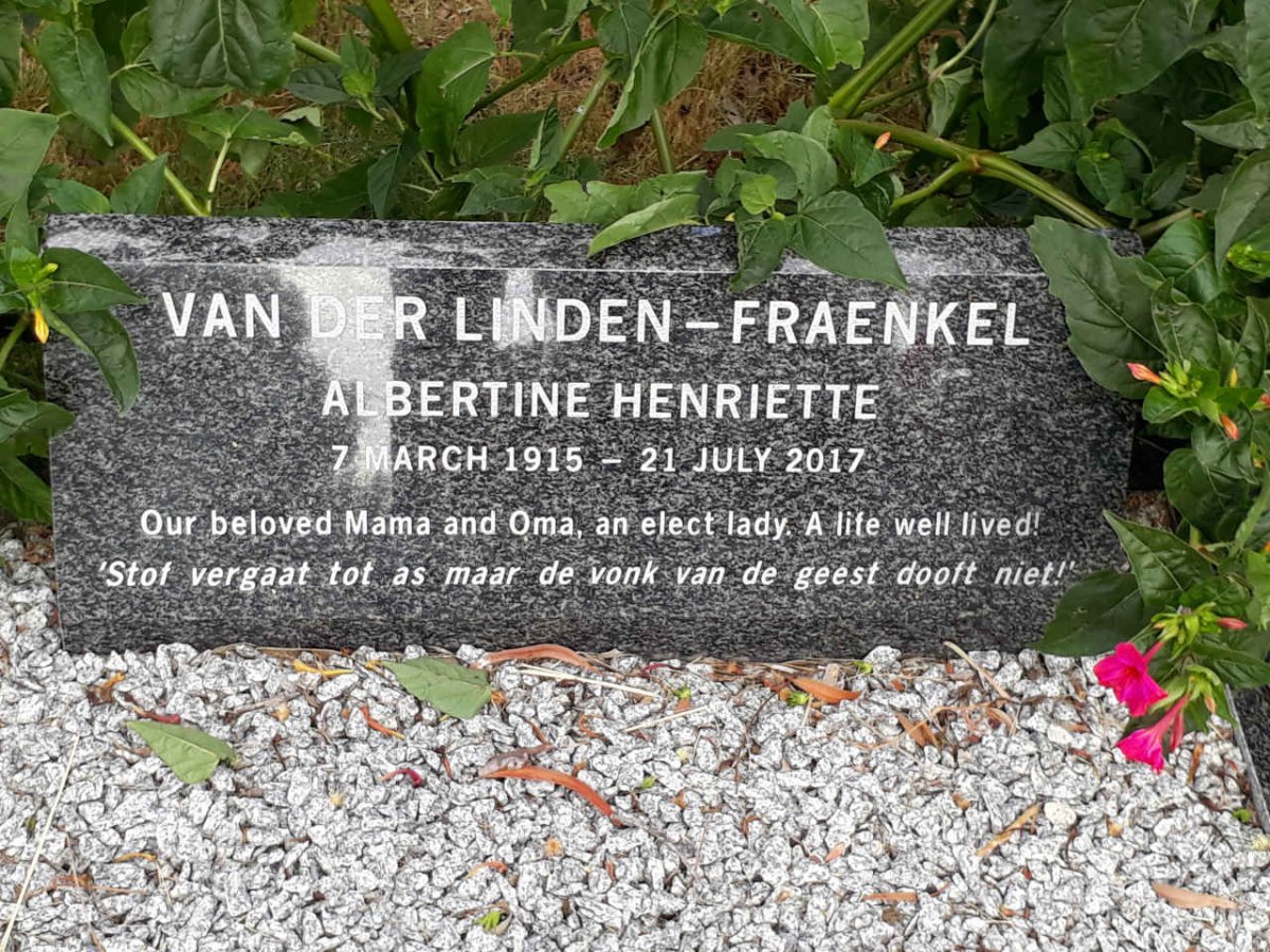 FRAENKEL Albertine Henriette, van der LINDEN 1915-2017