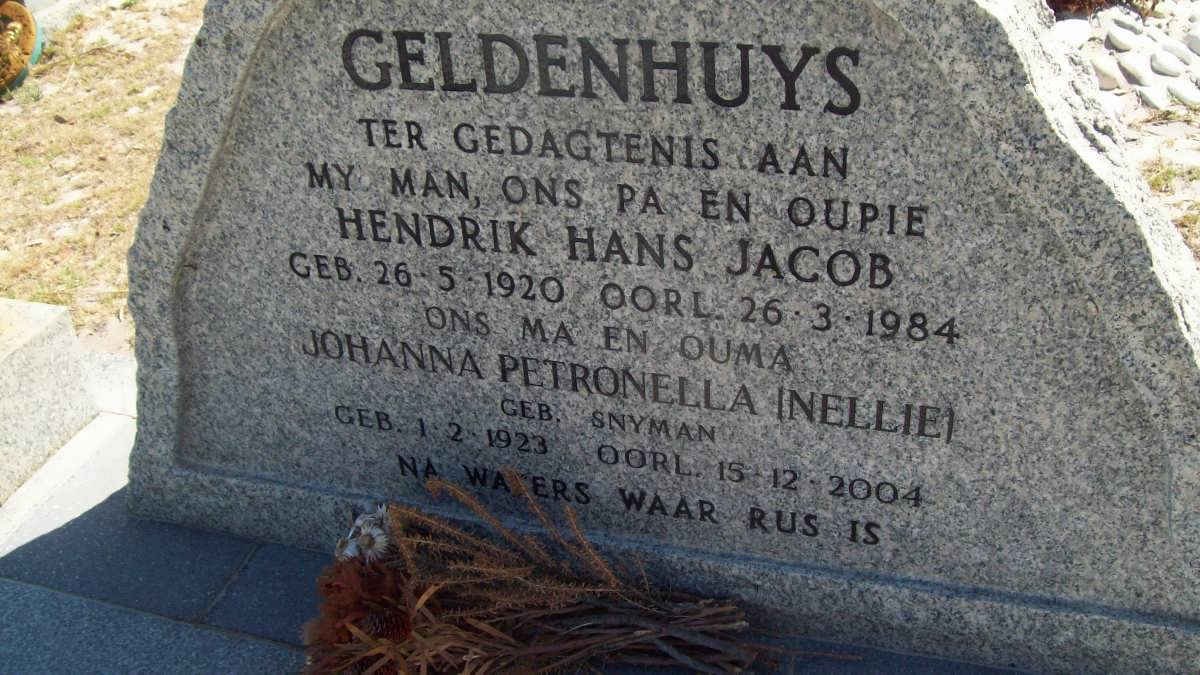 GELDENHUYS Hendrik Hans Jacob 1920-1984 &amp; Johanna Petronella SNYMAN 1923-2004