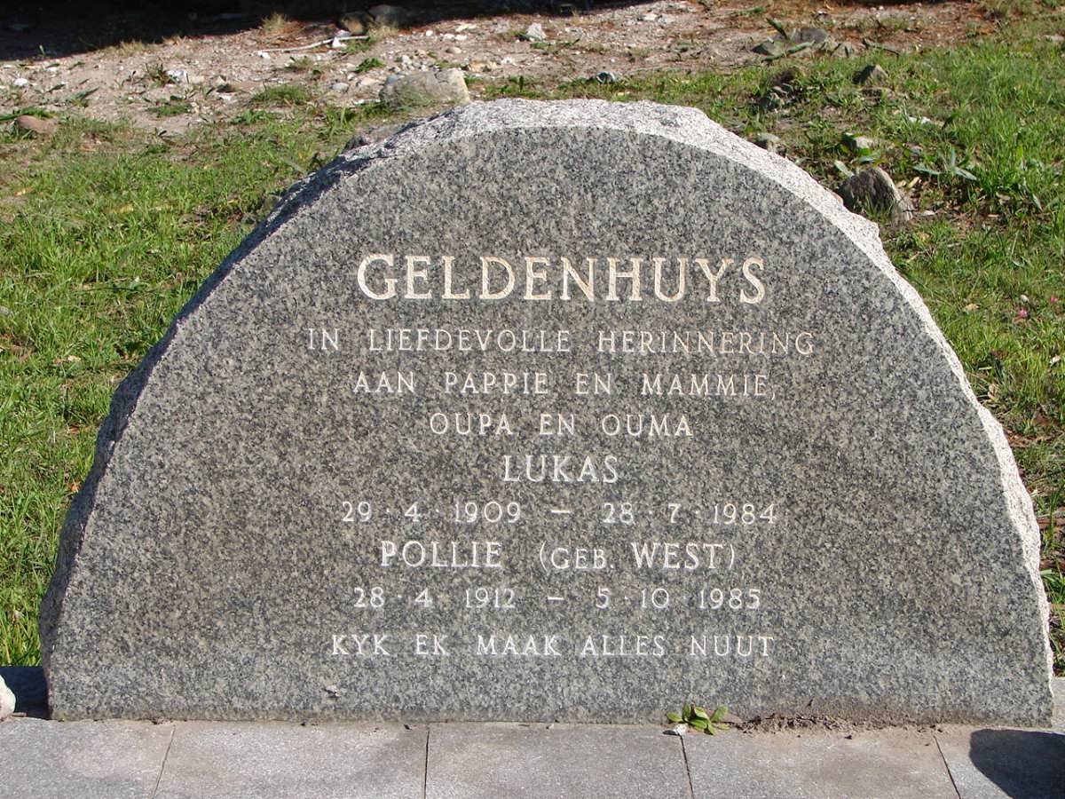 GELDENHUYS Lukas 1909-1984 &amp; Pollie WEST 1912-1985