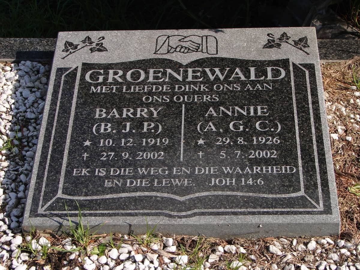 GROENEWALD B.J.P. 1919-2002 &amp; A.G.C. 1926-2002