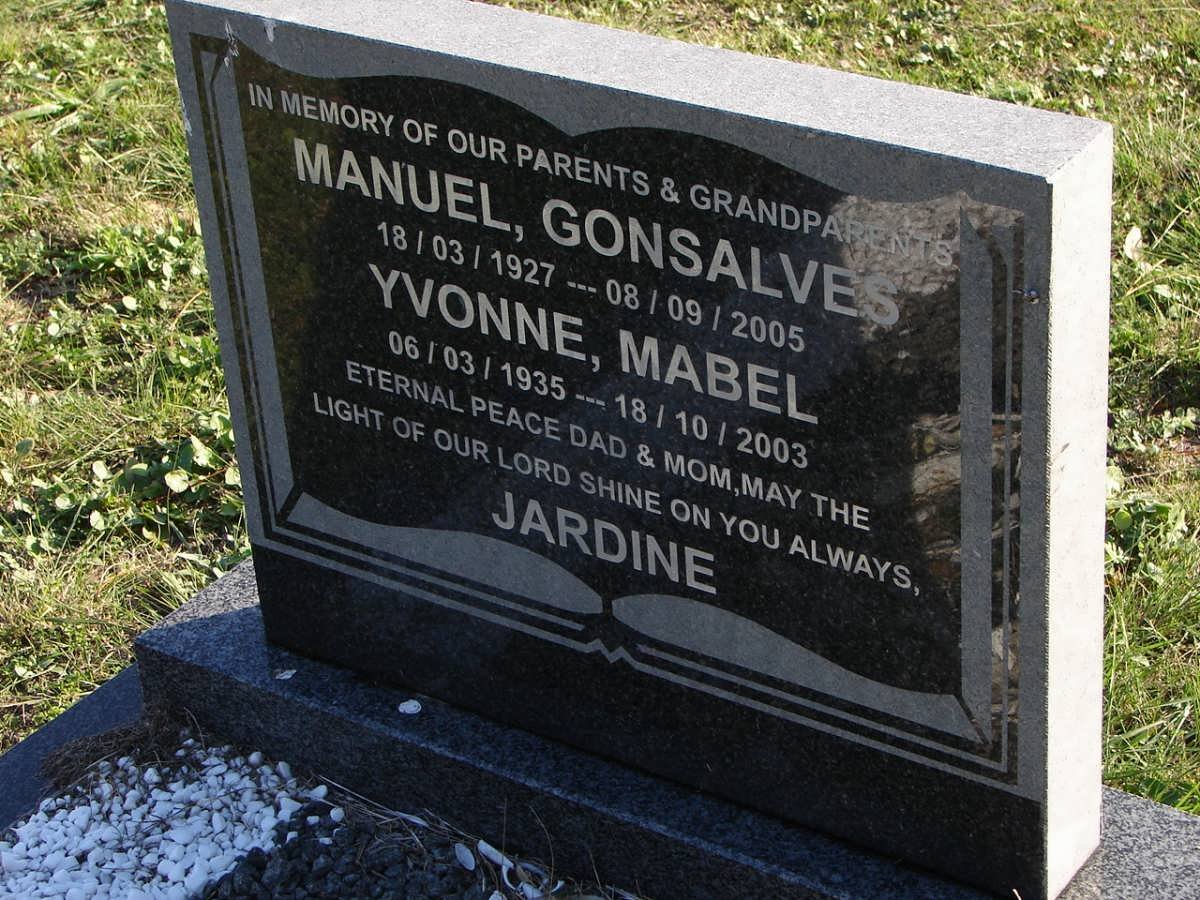 JARDINE Manuel Consalves 1927-2005 &amp; Yvonne Mabel 1935-2003