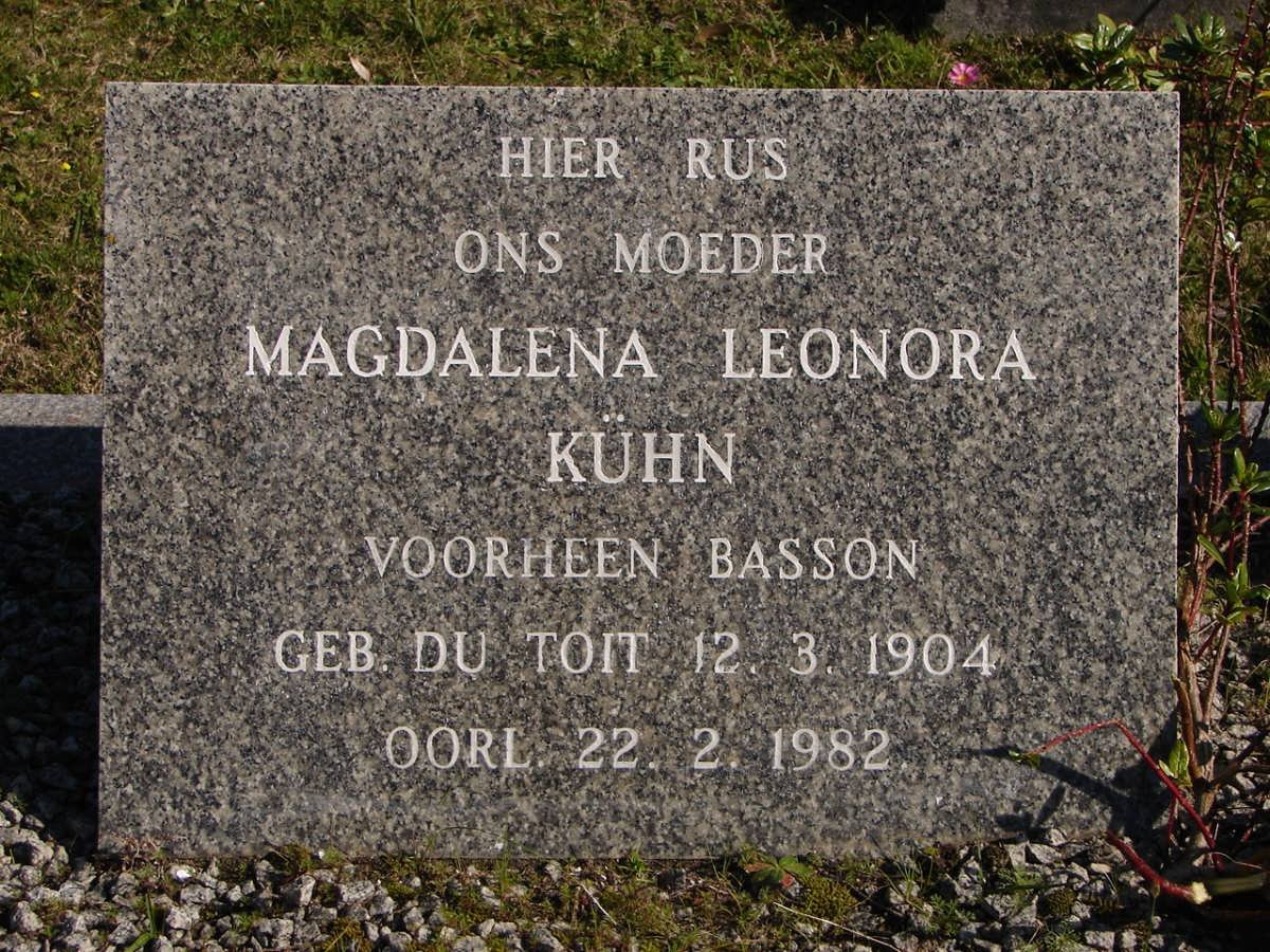 KÜHN Magdalena Leonora voorheen BASSON nee DU TOIT 1904-1982