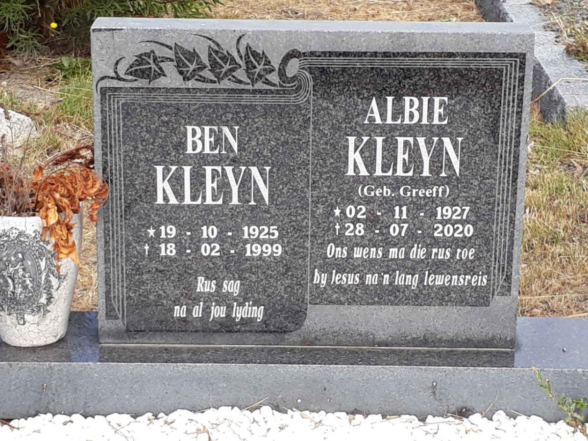 KLEYN Ben 1925-1999 &amp; Albie GREEF 1927-2020