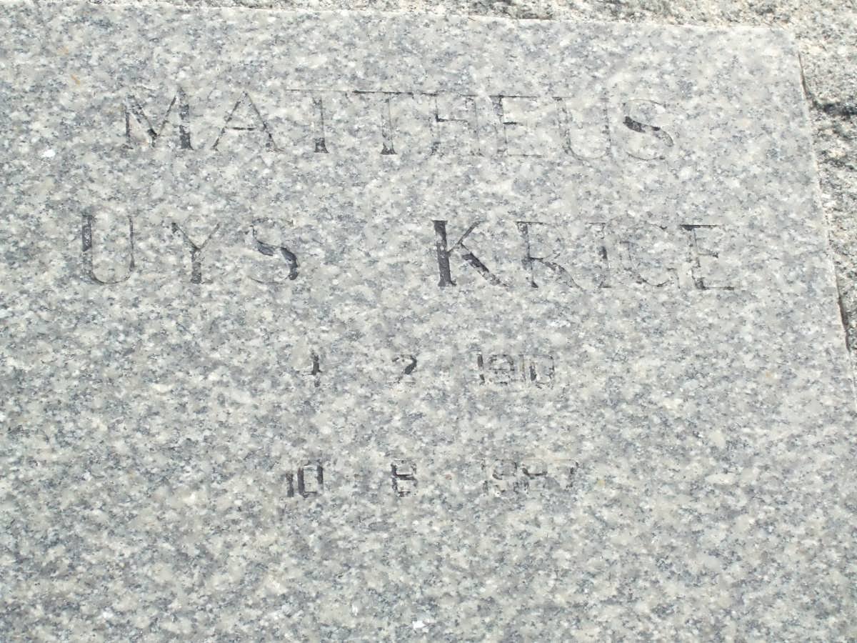 KRIGE Mattheus Uys 1910-1987