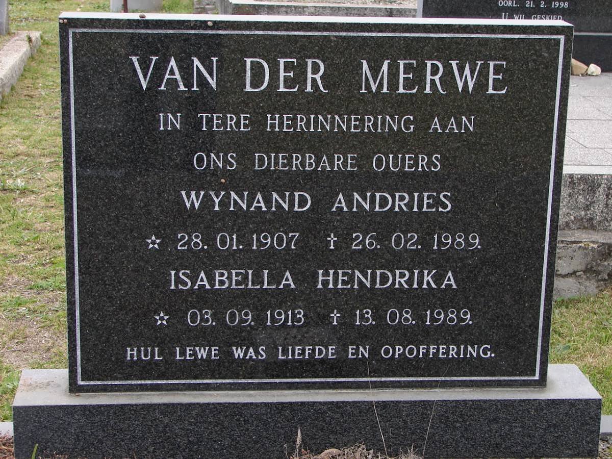 MERWE Wynand Andries, van der 1907-1989 &amp; Isabella Hendrika 1913-1989