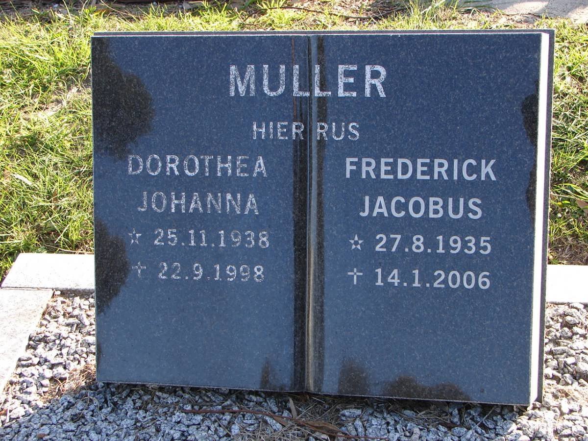MULLER Frederick Jacobus 1935-2006 &amp; Dorothea Johanna 1938-1998