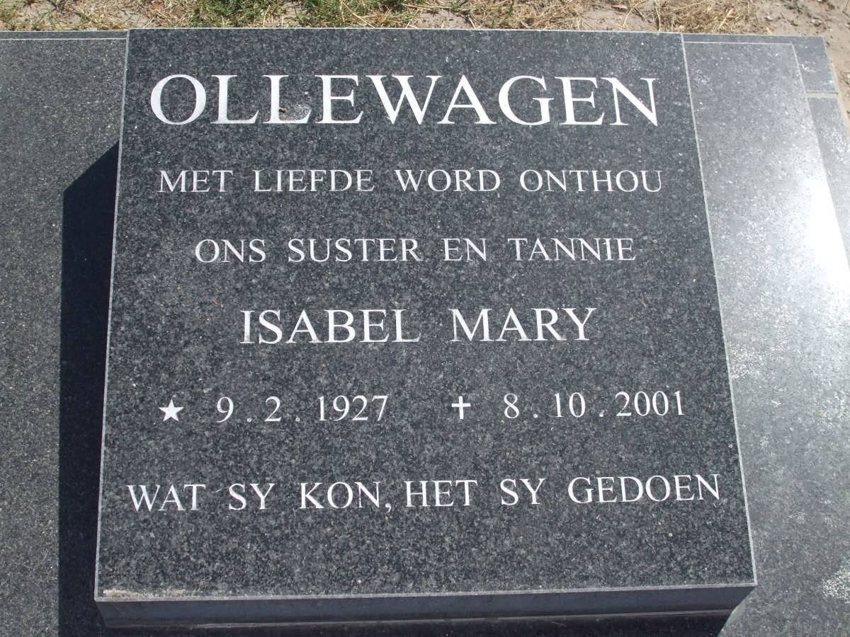 OLLEWAGEN Isabel Mary 1927-2001
