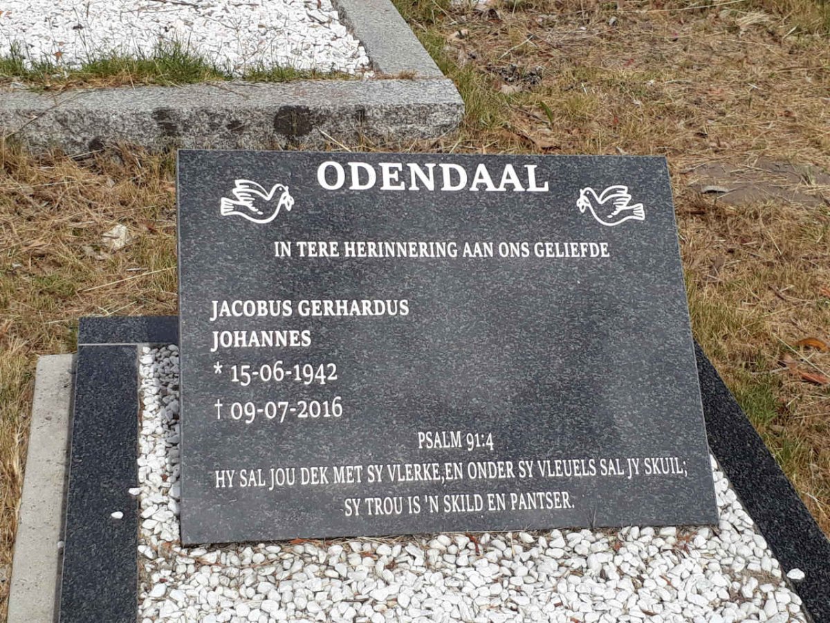 ODENDAAL Jacobus Gerhardus Johannes 1942-2016