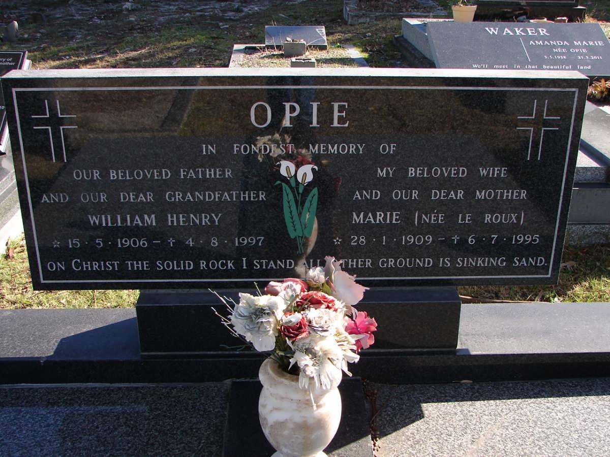 OPIE William Henry 1906-1997 &amp; Marie LE ROUX 1909-1995