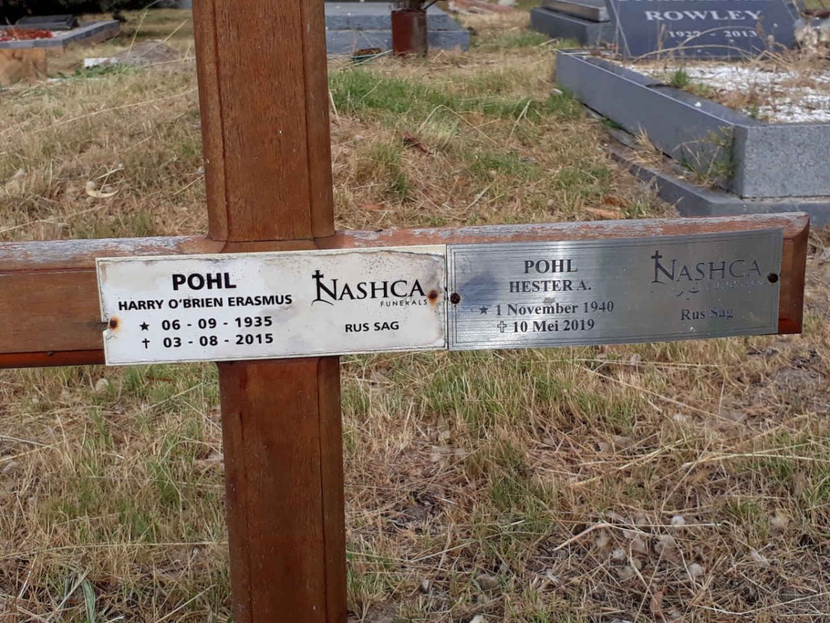 POHL Harry O'Brien Erasmus 1935-2015 &amp; Hester A. 1940-2019