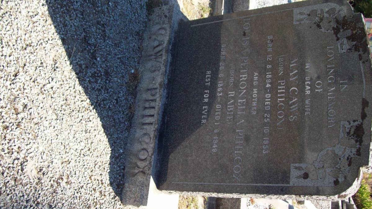 PHILCOX Louisa Petronella nee RABIE 1863-1949 :: CAWS May nee PHILCOX 1894-1953