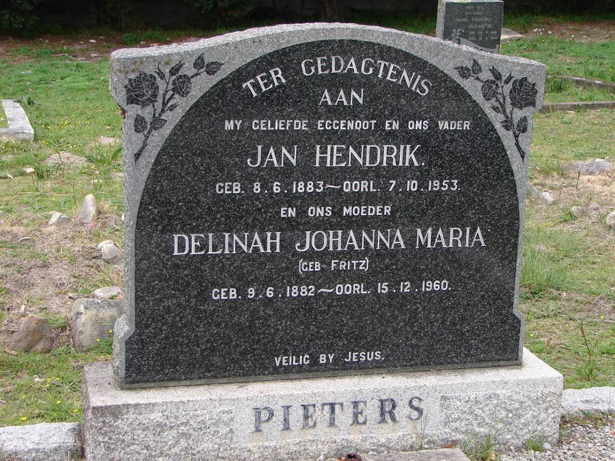 PIETERS Jan Hendrik 1883-1953 &amp; Delinah Johanna Maria FRITZ 1882-1960
