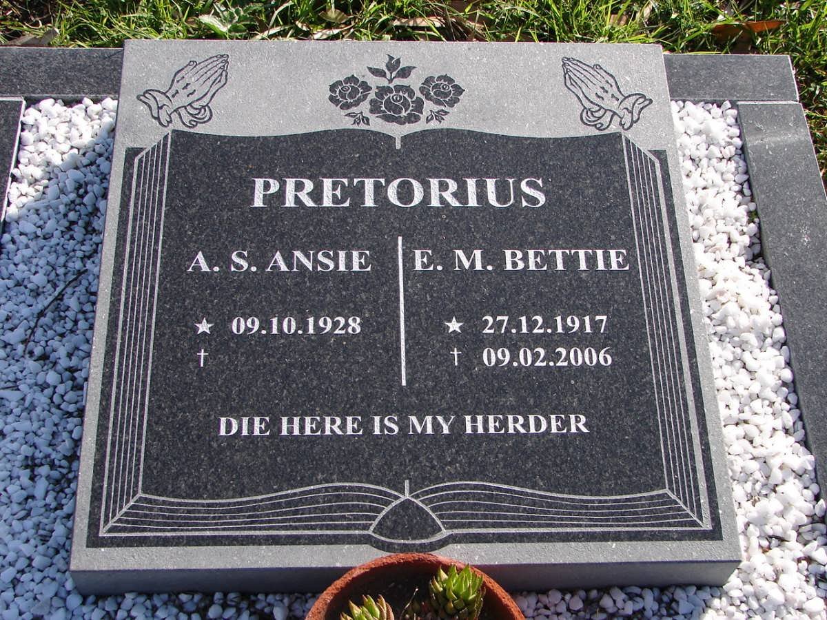 PRETORIUS A.S. 1928- :: PRETORIUS E.M. 1917-2006