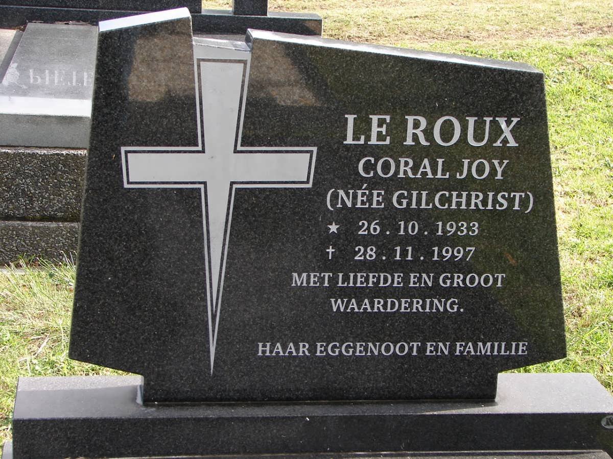 ROUX Coral Joy, le nee GILCHRIST 1933-1997