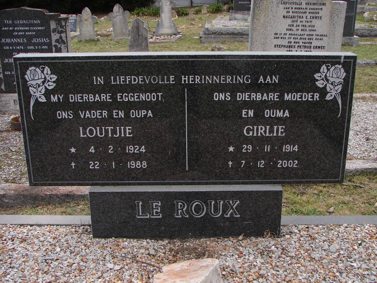ROUX Loutjie, le 1924-1988 &amp; Girlie 1914-2002