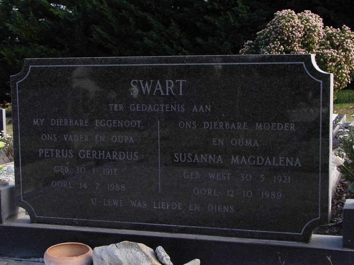 SWART Petrus Gerhardus 1917-1988 &amp; Susanna Magdalena WEST 1921-1989